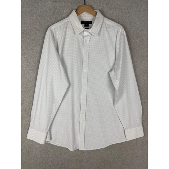 Mizzen+Main Shirt Mens XXL White Blue Check Performance Trim Button Up Stretch - Picture 1 of 9